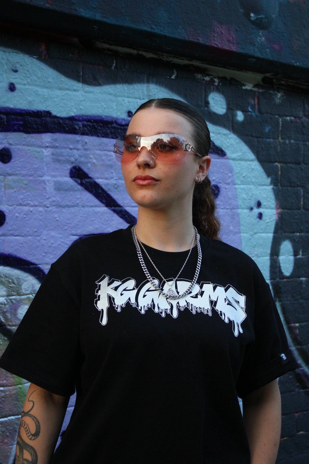 BLACK OVERSIZED GRAFFITI TEE - THE MESSAGE
