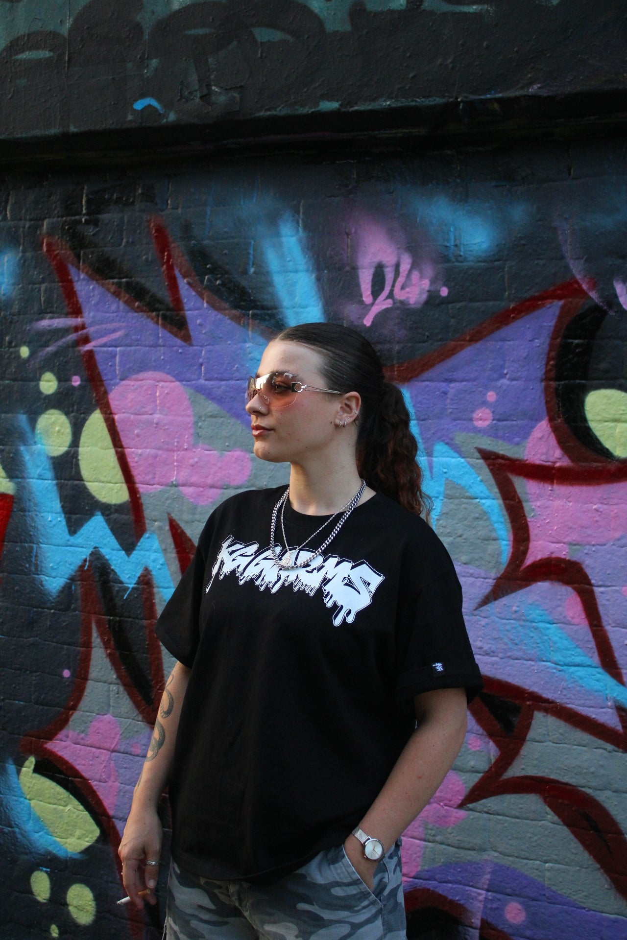 BLACK OVERSIZED GRAFFITI TEE - THE MESSAGE