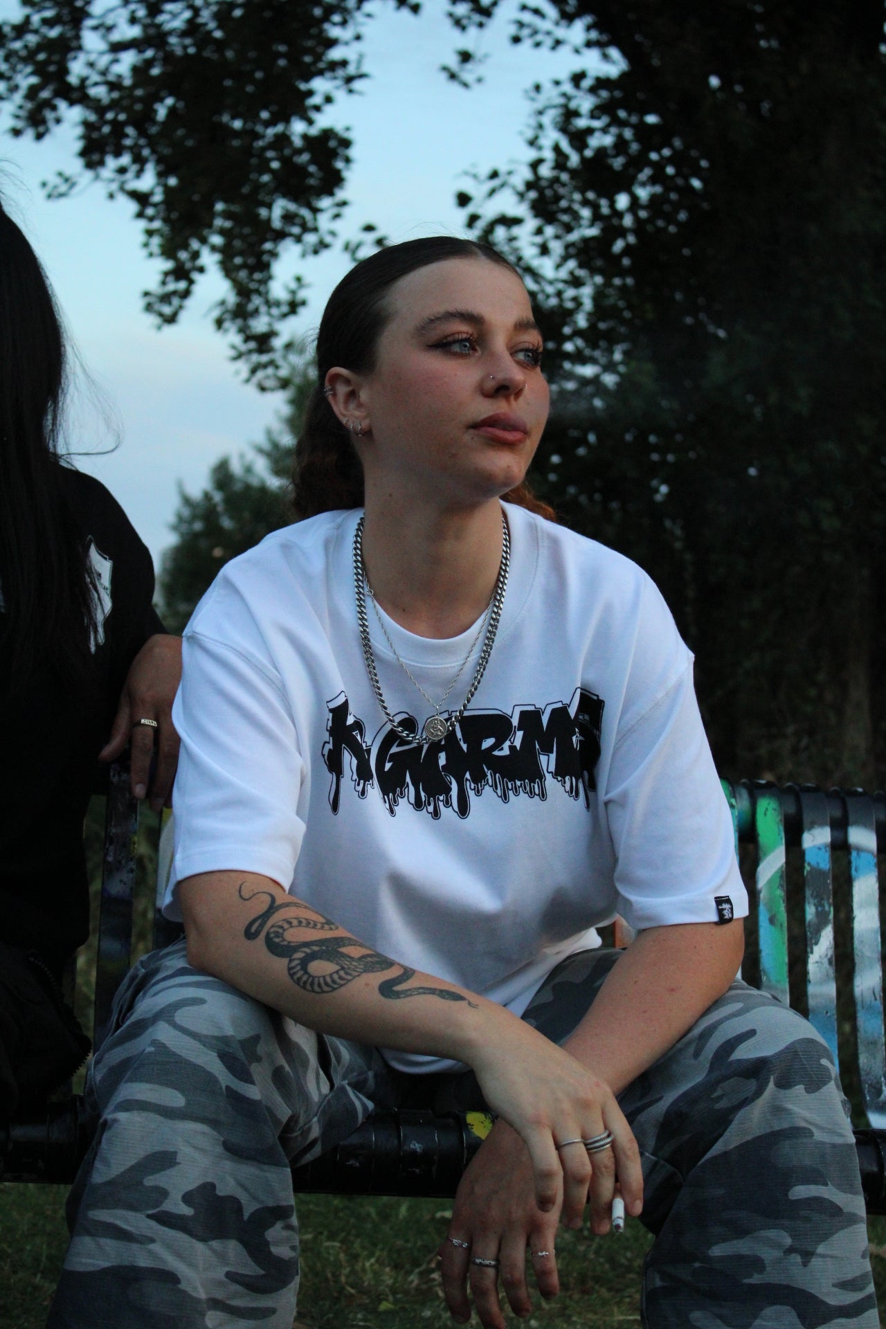 WHITE OVERSIZED GRAFFITI TEE - THE MESSAGE